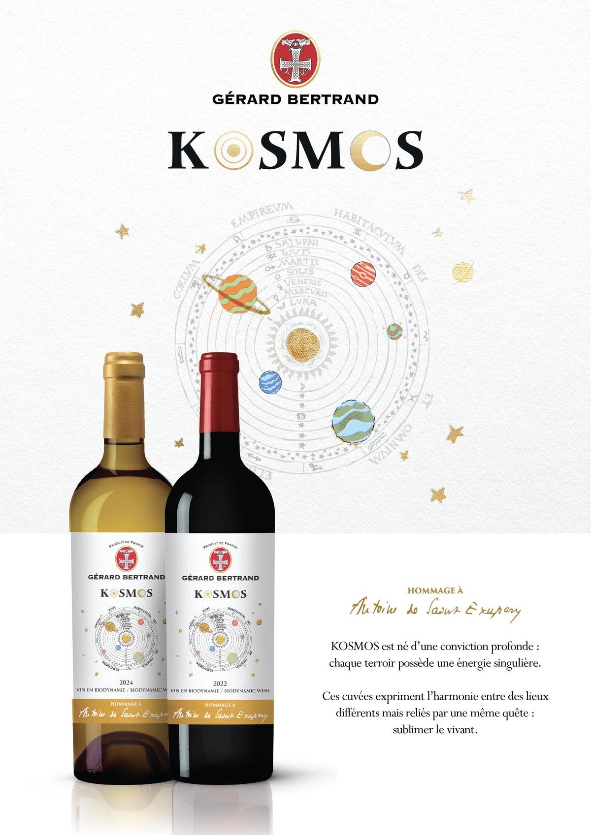 Kosmos jour Hommage à Saint Exupéry 75cl 2022 vin rouge biodynamie - Gérard Bertrand