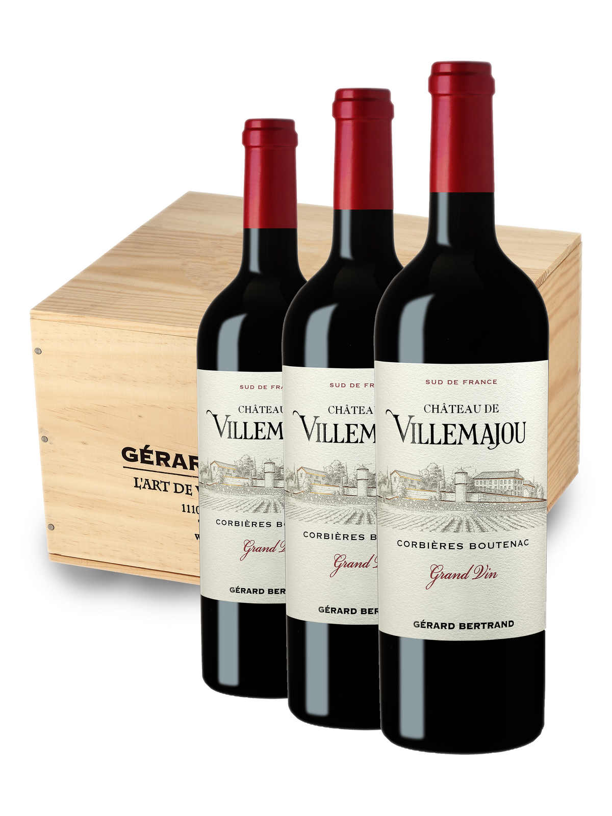 Château de Villemajou Grand Vin Red 75cl 2022 Wooden Case 6 Bottles - Gérard Bertrand