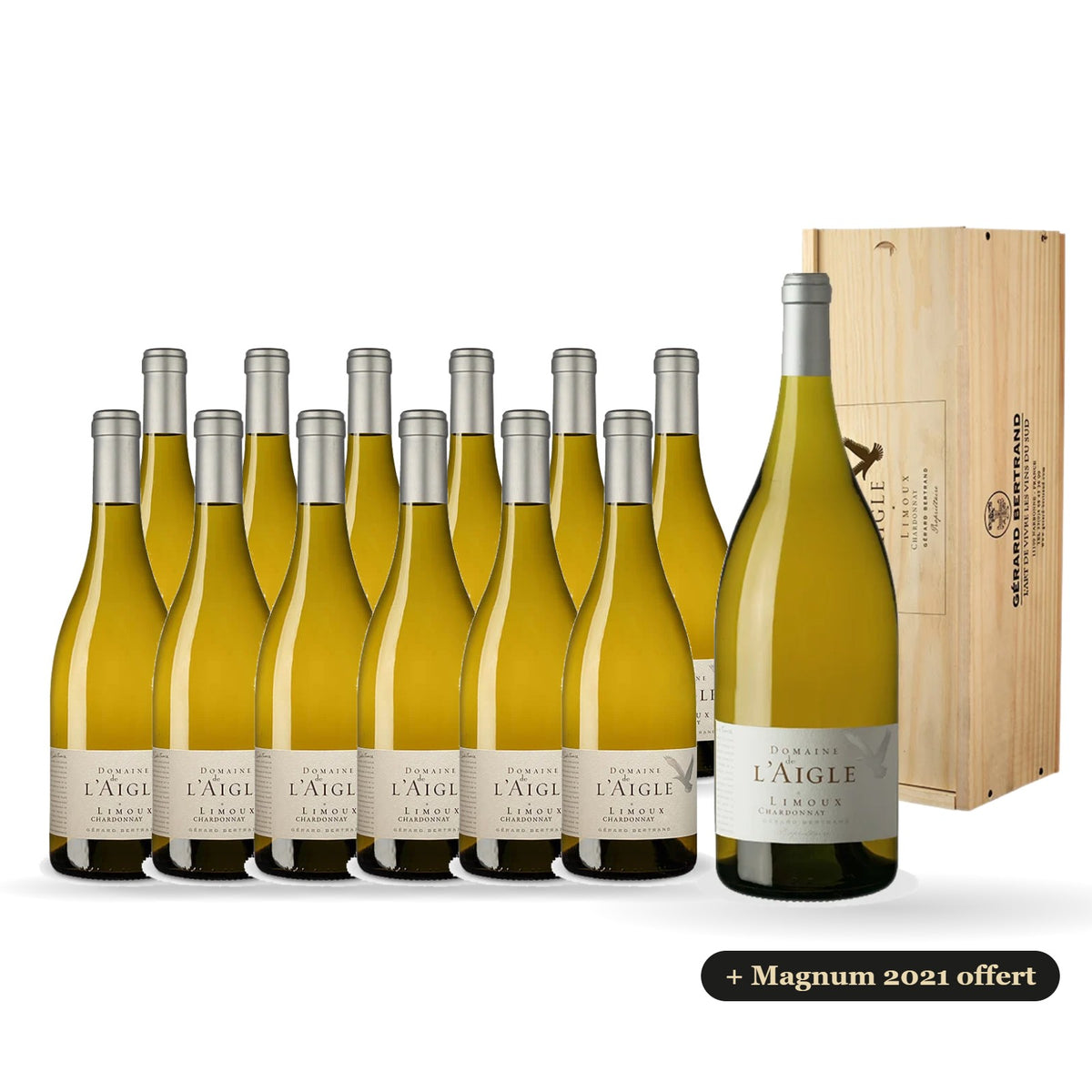 Set van 12 flessen Domaine de l'Aigle Chardonnay 2024 met gratis magnum 2021
