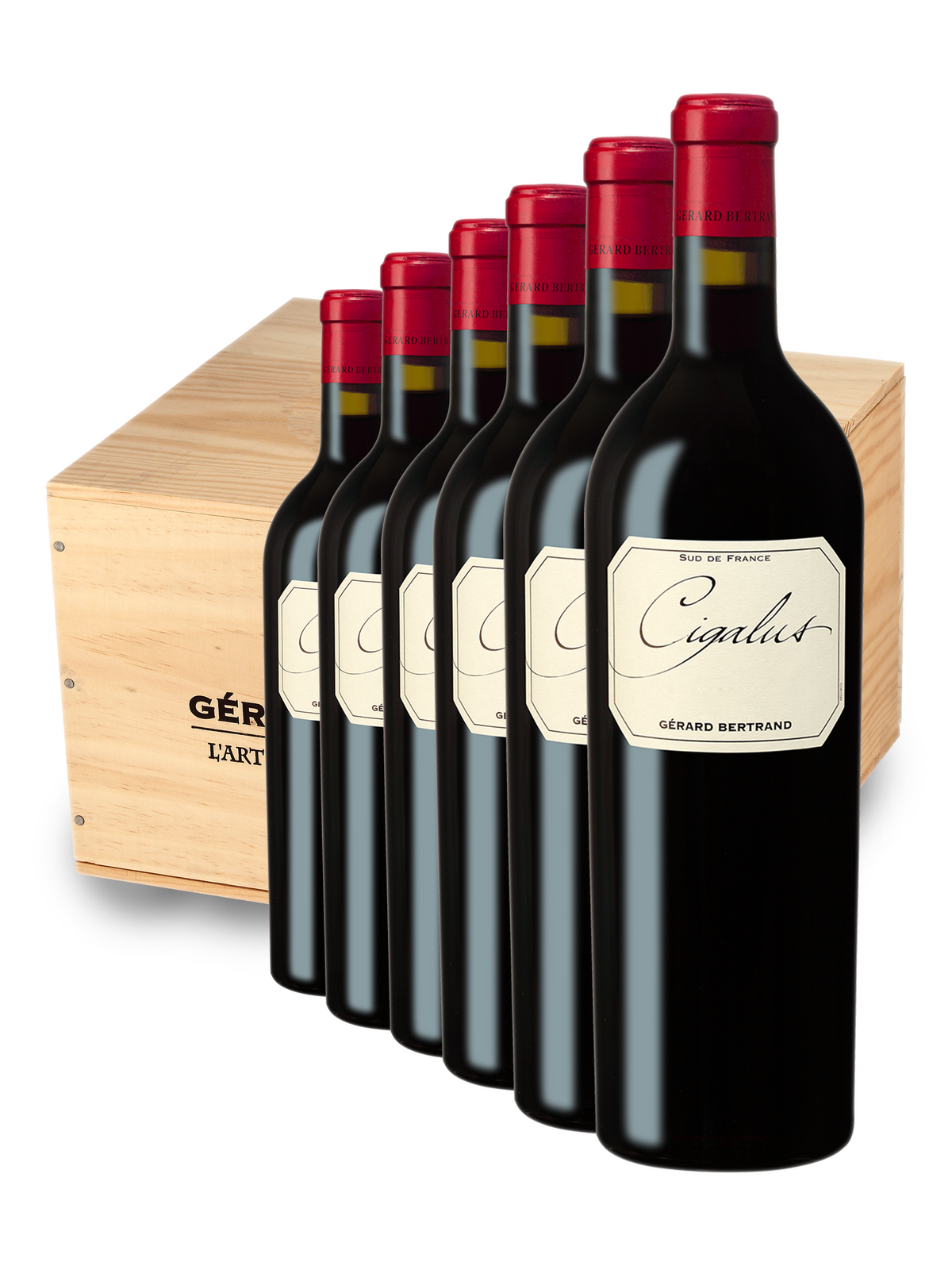 Cigalus Rouge 2021 - Wooden Case 6 Bottles - Gérard Bertrand