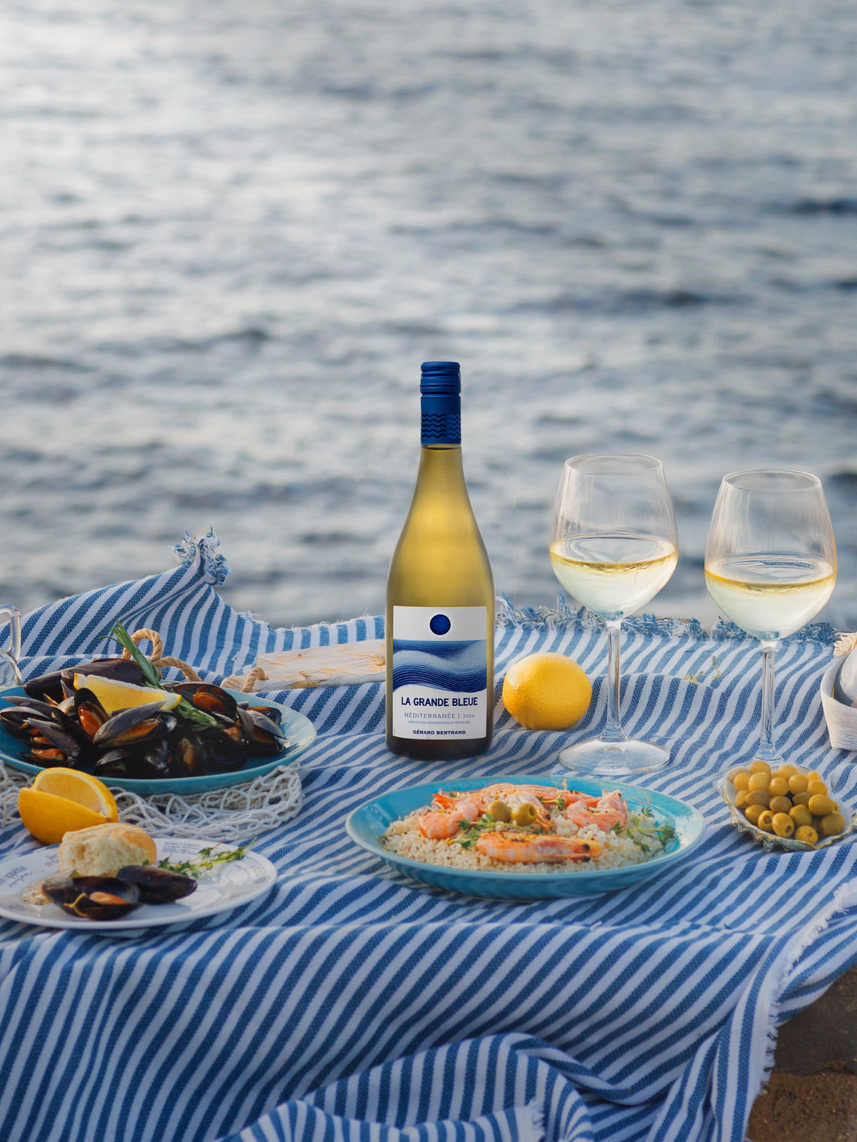 La Grande Bleue 2024 biologische witte wijn Speciaal Aanbod 12 Flessen 75cl en Magnum Cadeau - Gérard Bertrand 