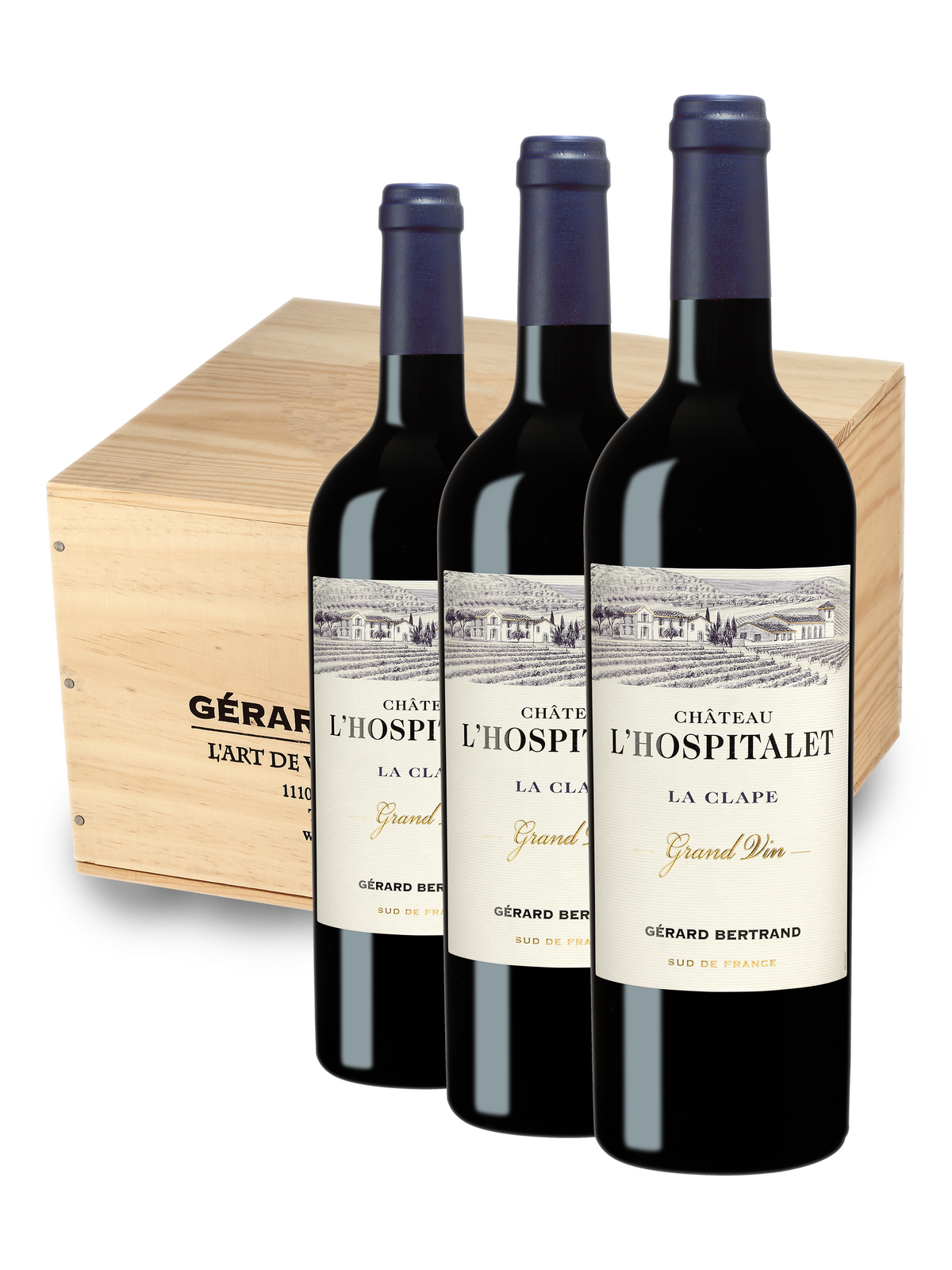 Château L'Hospitalet Grand Vin Red 75cl 2021 - 6 bottles with wooden case - Gérard Bertrand