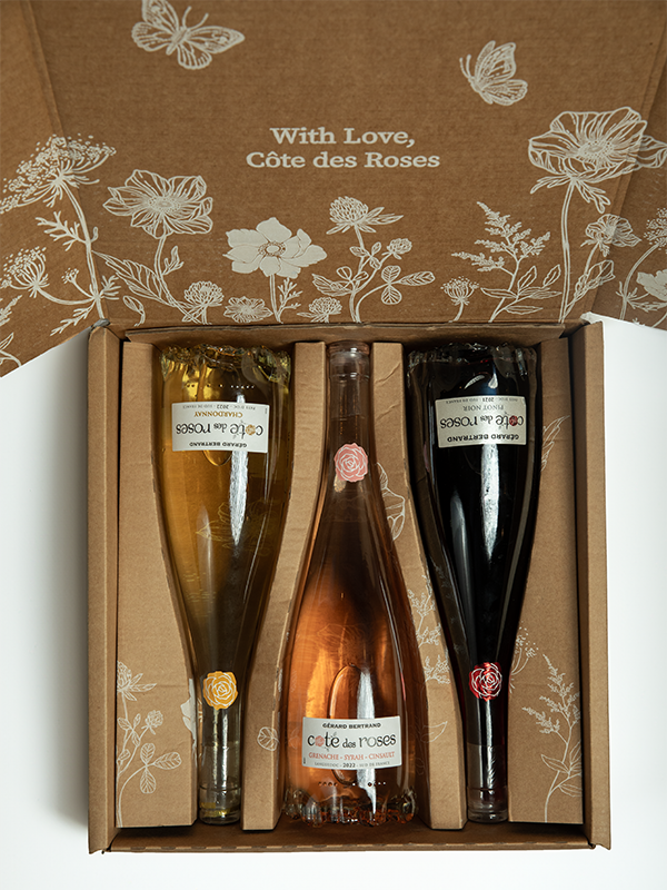 Geschenkdoos Cote des Roses rosé, lichte rode wijn en Sauvignon Blanc - Gérard Bertrand 
