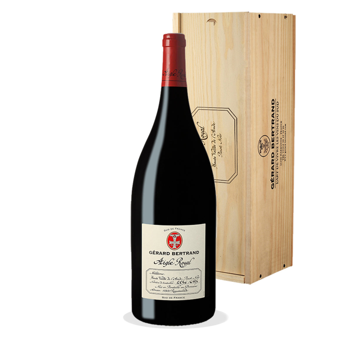 Aigle Royal Pinot Noir Magnum 150cl avec caisse bois vin rouge - Gérard Bertrand 