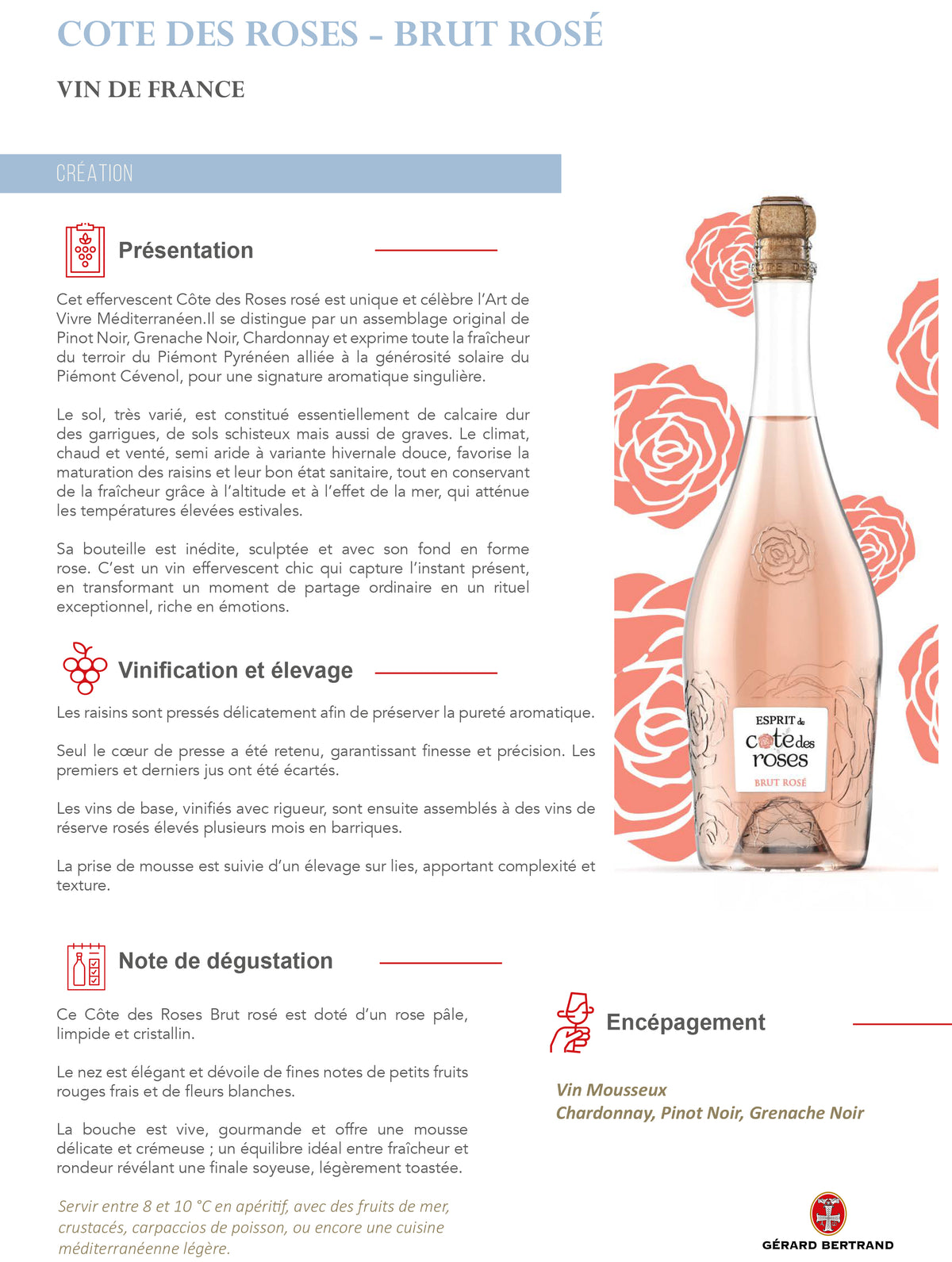 Esprit de Cote des Roses Brut rosé sparkling wine - Gérard Bertrand 