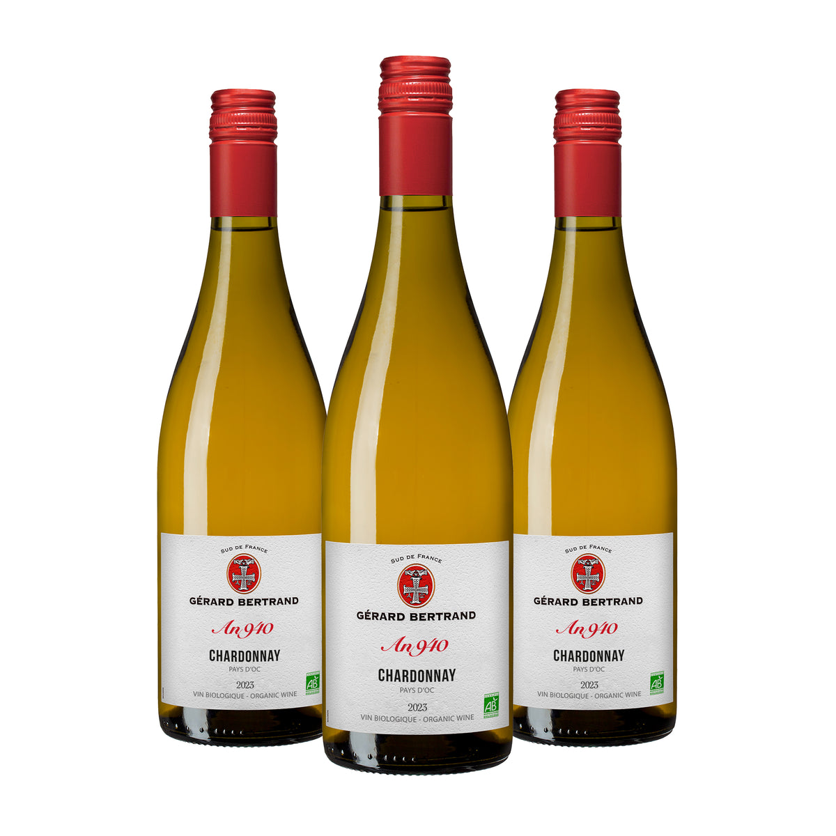 Héritage "An 940" Chardonnay 2024 Lot 3 flessen 75cl biologische witte wijn - Gérard Bertrand 